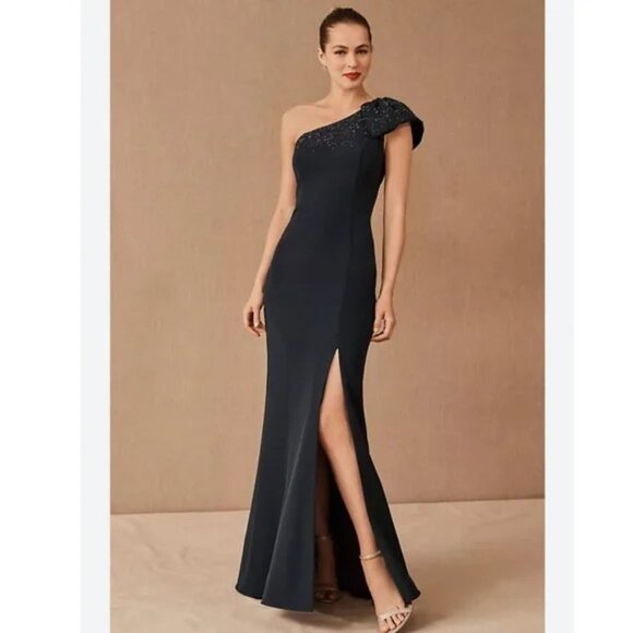 Aidan Mattox Ryanne Dress - Anthropologie - Size 12 US - Navy Blue - Picture 1 of 3